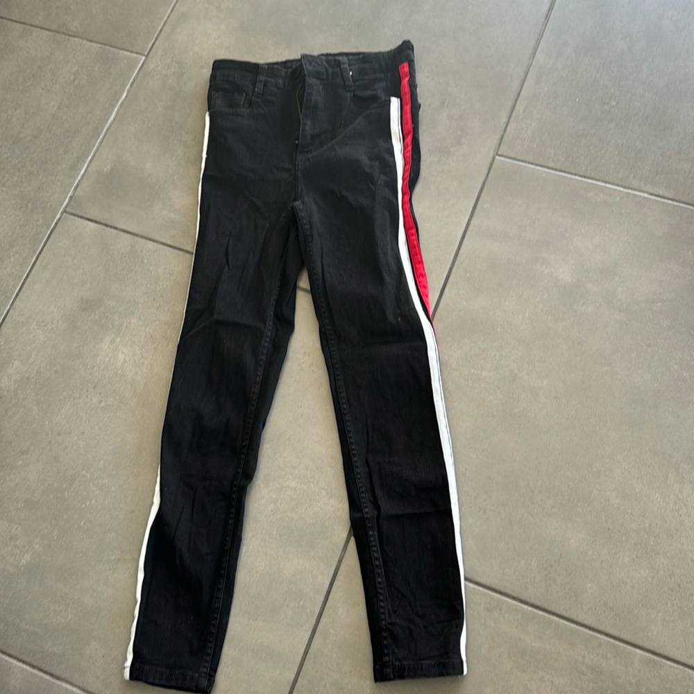 Women’s Zara Trafaluc Skinny Jeans Red and White Stripe